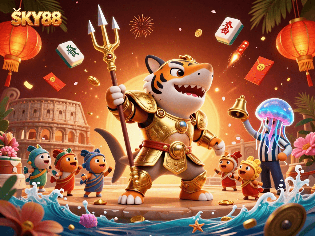 Engage with SKY88's thrilling gaming experience featuring a vibrant underwater casino scene.