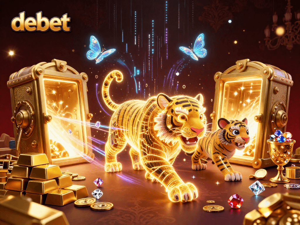 Experience debet gaming thrills with a golden energy tiger in a vibrant digital casino