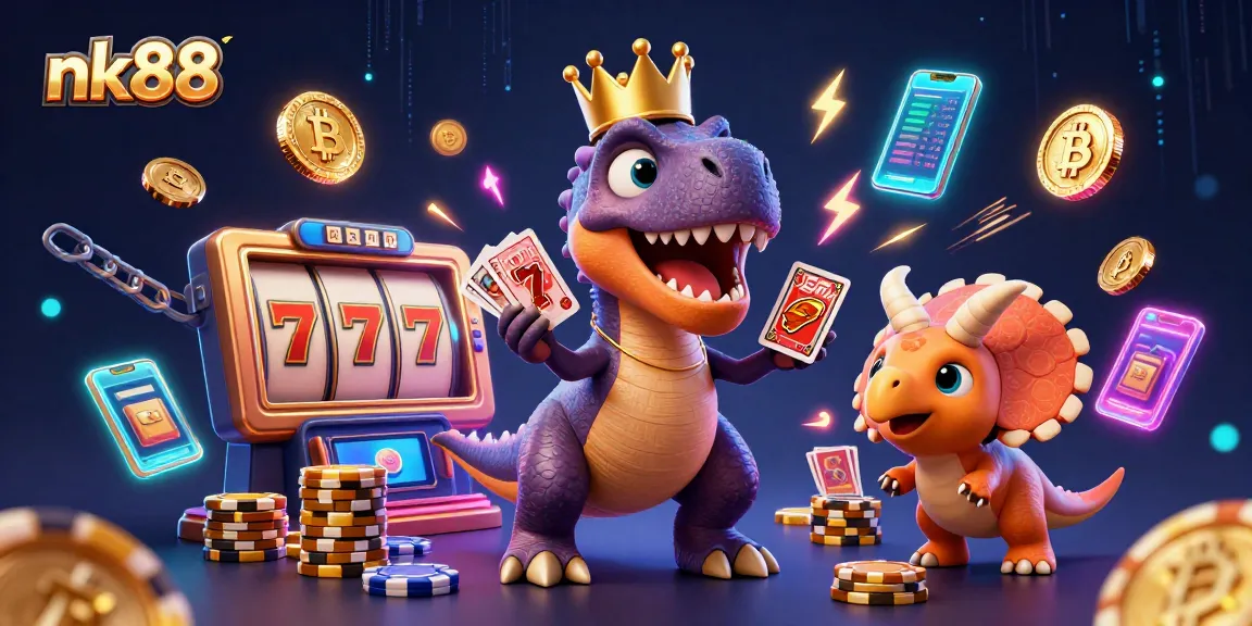 Discover vibrant nk88 casino adventure with dinosaurs in a thrilling gaming scene.
