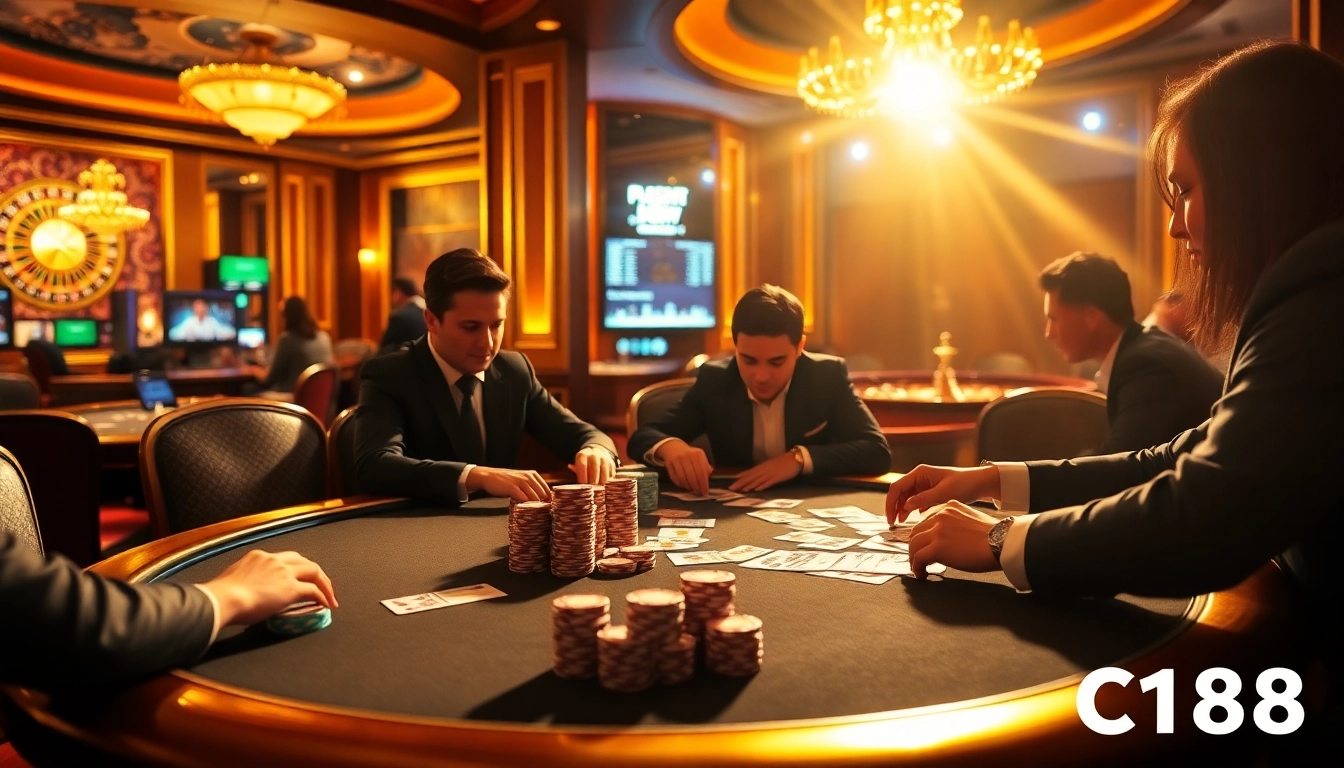Engage in high-stakes poker as C168 players strategize at a luxurious table.