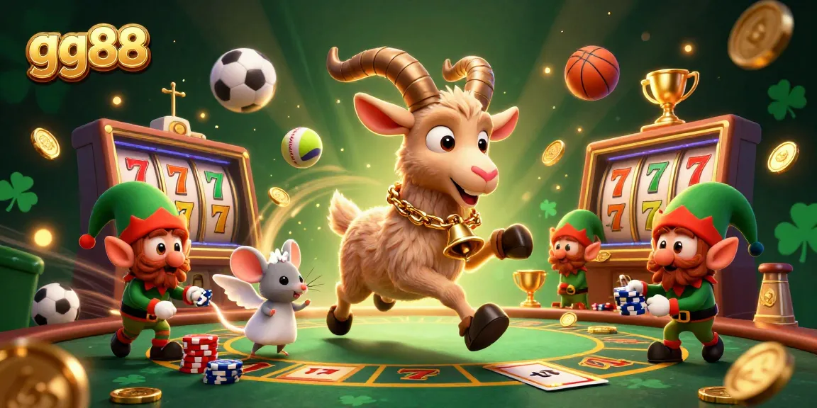 Experience thrilling gameplay at gg88 with a lively casino scene featuring Krampus, an angel mouse, and mischievous gremlins.