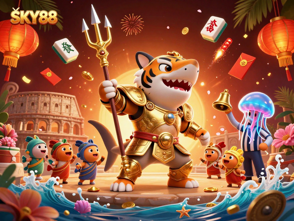 Engage with SKY88's thrilling gaming experience featuring a vibrant underwater casino scene.