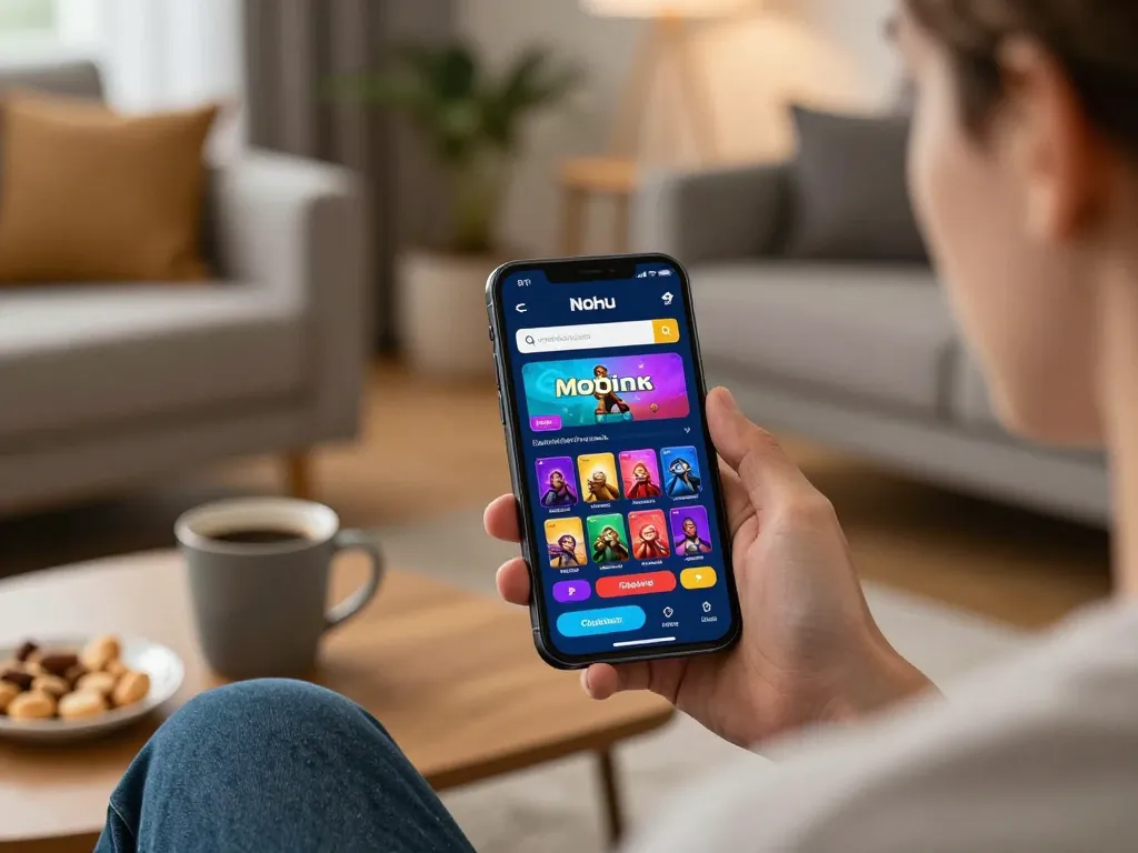 Engaging with the Nohu gaming app in a cozy home setting while enjoying online gaming.