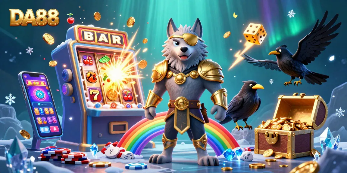 Experience thrilling jackpots with DA88 in this vibrant casino-inspired digital art scene.