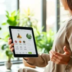 Engaging features of Ayurveda Mobile App showcased by a practitioner in a serene environment.